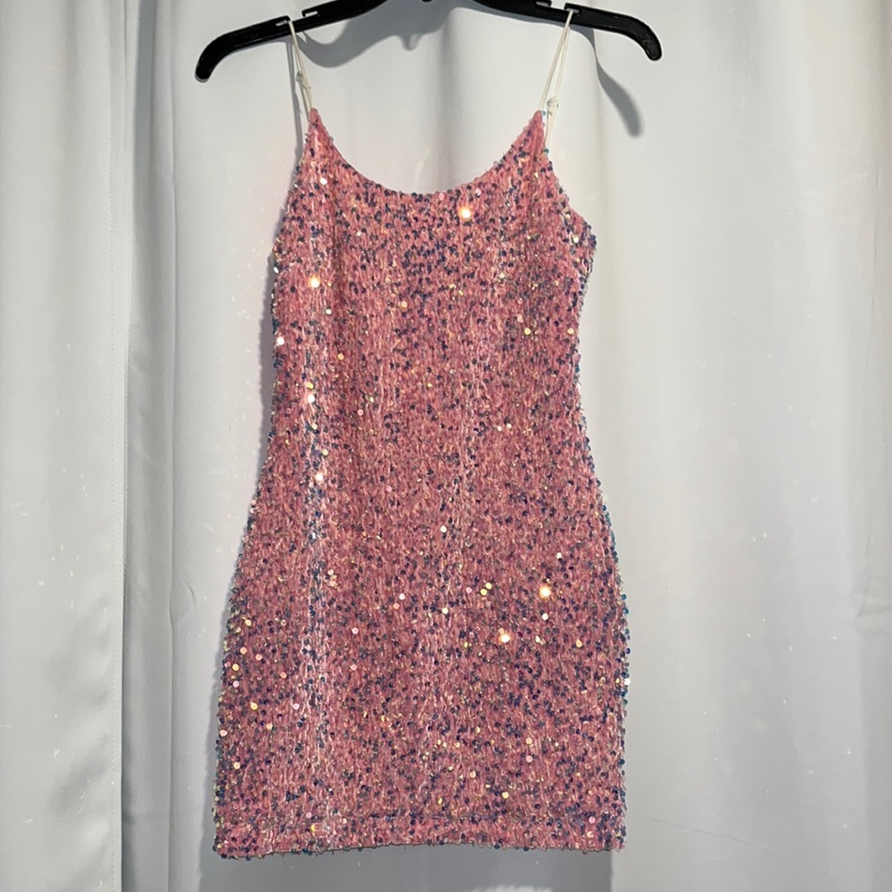 lucy in the sky pink sequin dress